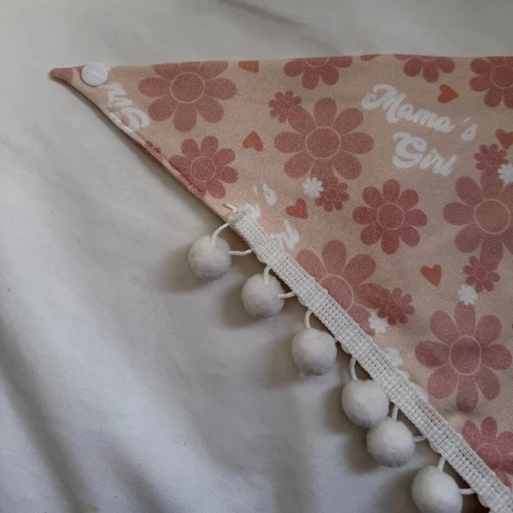 EUC Loic by Design Mama's Girl Mother's Day Dog Bandana with Poms, Pink Daisy, M